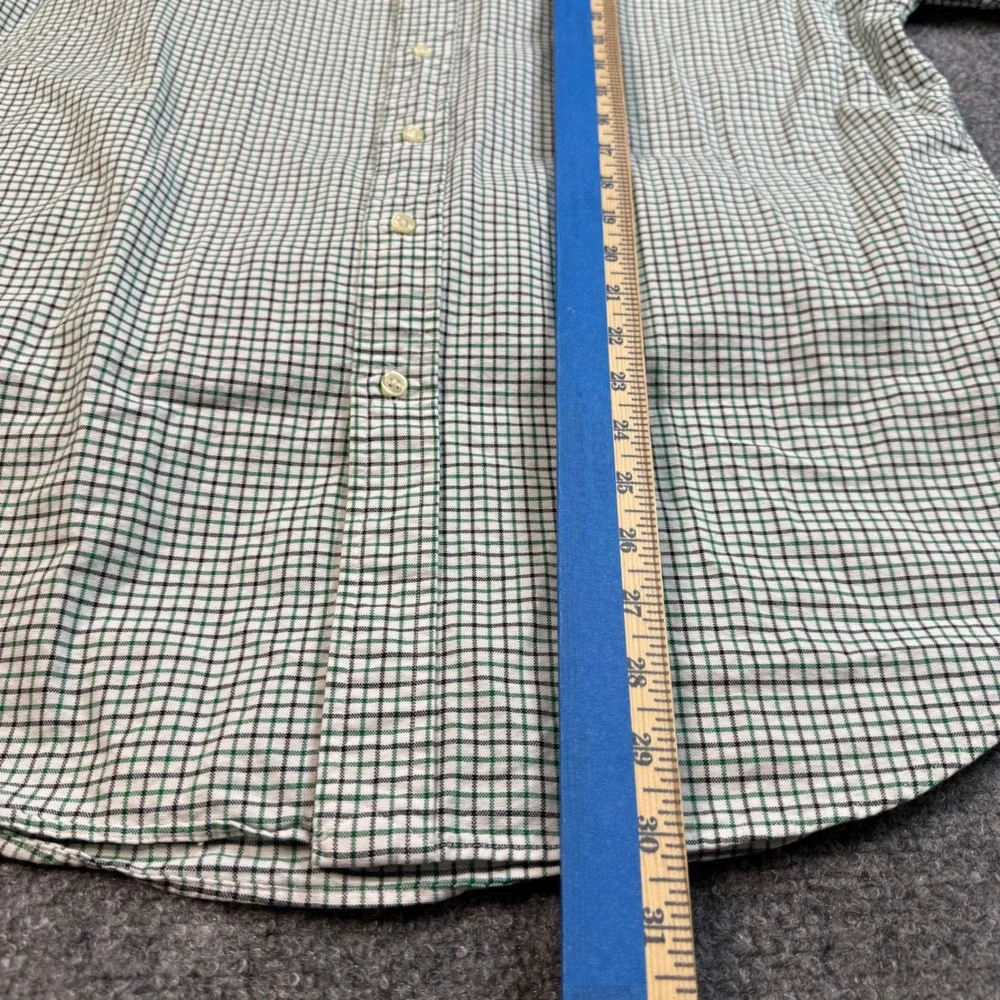 Polo Ralph Lauren Button Down Shirt Mens Large Green White Tattersall Check